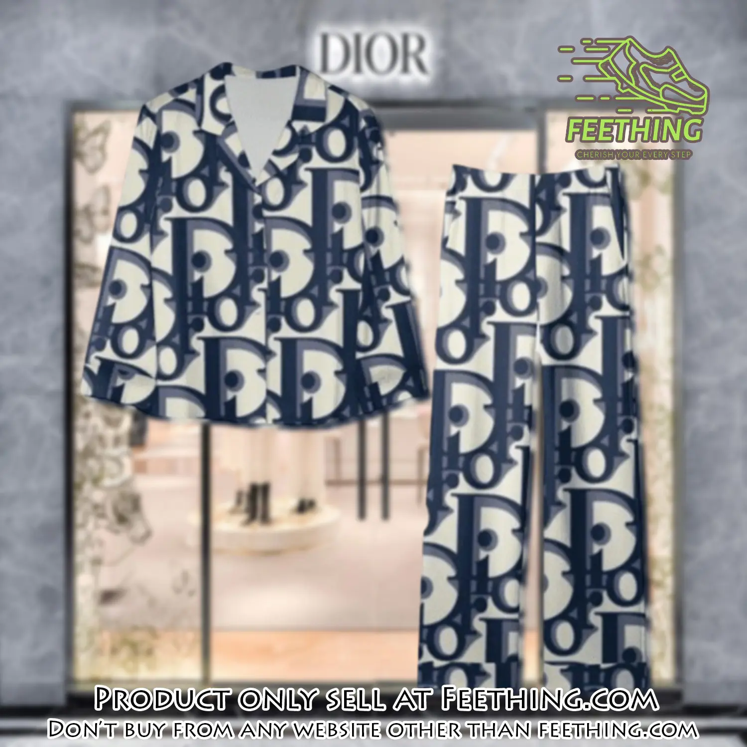 Trending luxury dior satin pajama set pjs1044 ft5925660
